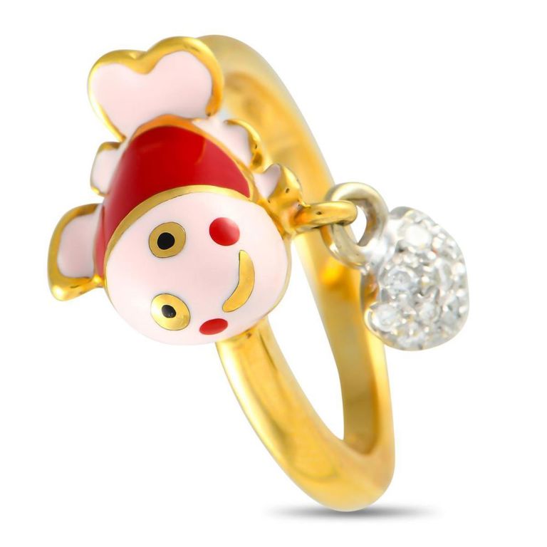 18k yellow gold diamond enamel ring