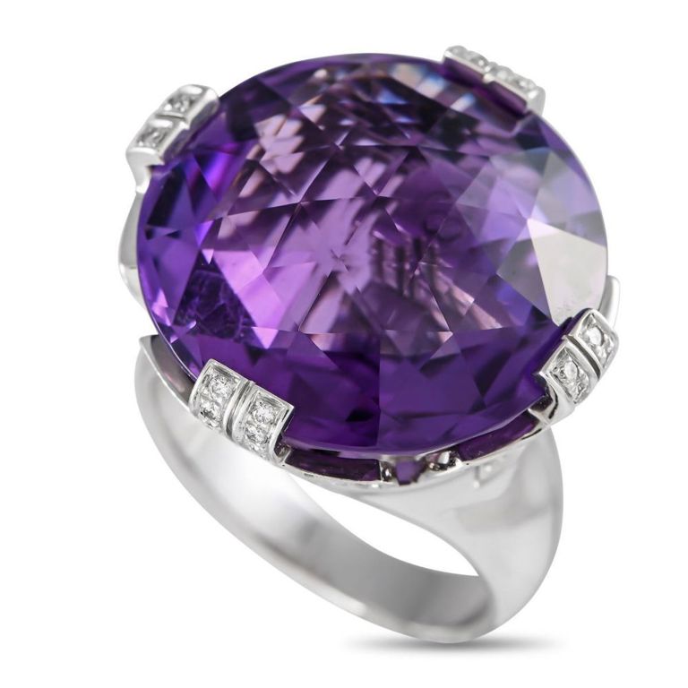 18k white gold diamond amethyst ring
