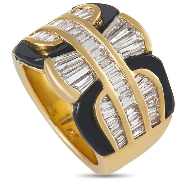 18k yellow gold diamond onyx ring