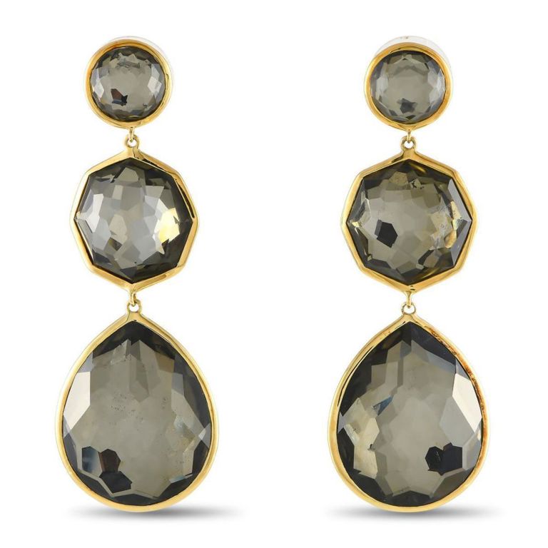 18k yellow gold quartz drop earrings
