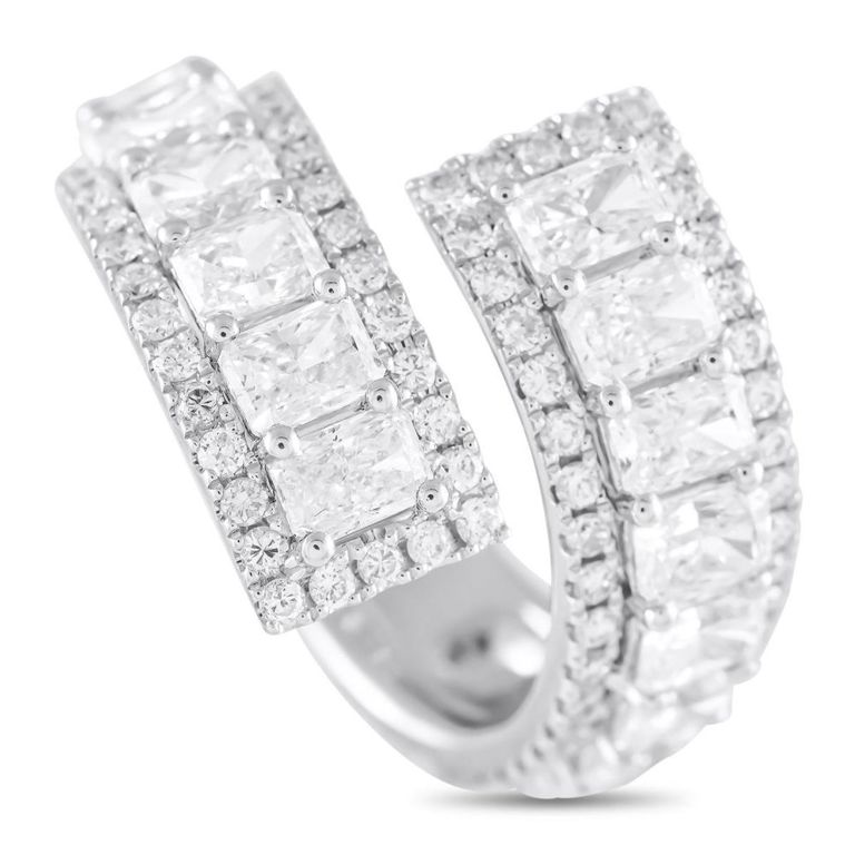 18k white gold diamond bypass ring