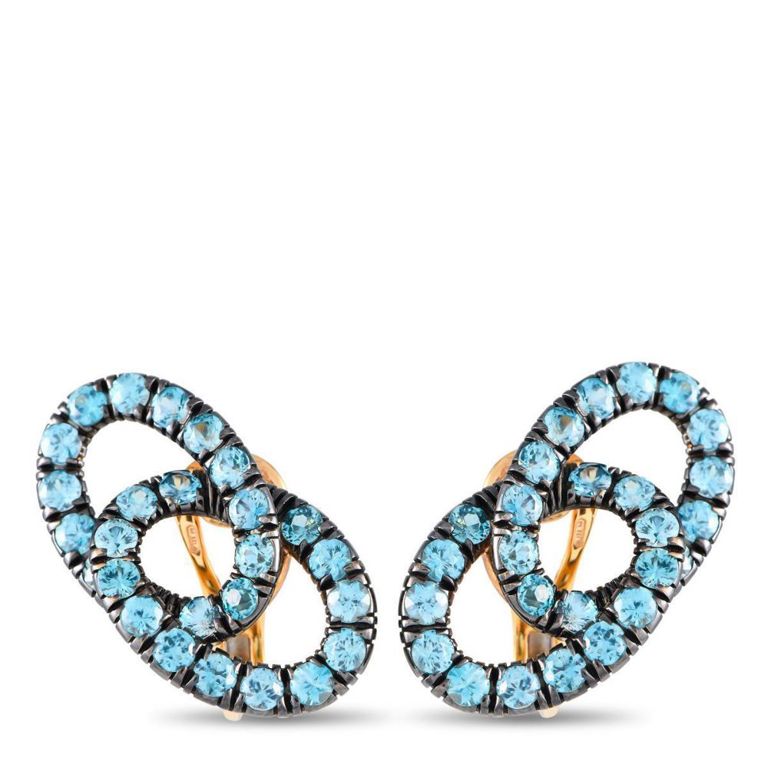 18k yellow gold blue zircon clip-on earrings