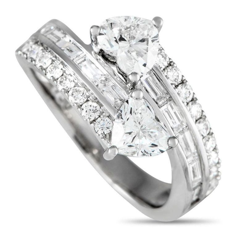 18k white gold diamond bypass ring