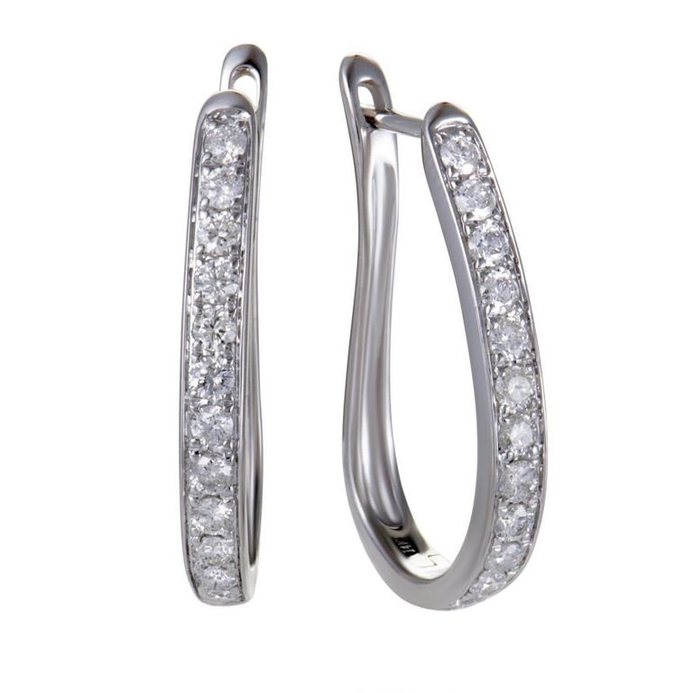14k white gold diamond hoop earrings