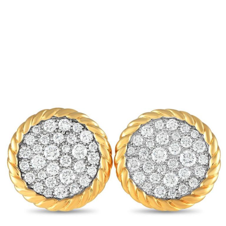 18k yellow gold diamond disc earrings