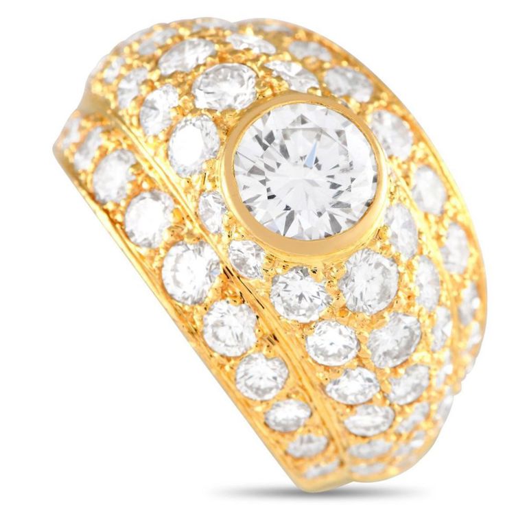 18k yellow gold diamond dome ring