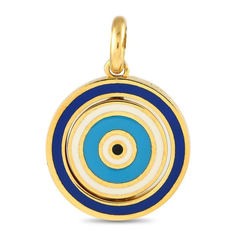 18k yellow gold diamond enamel charm