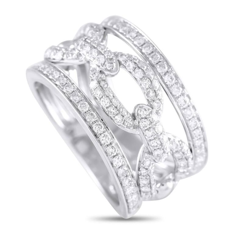 18k white gold diamond wide ring