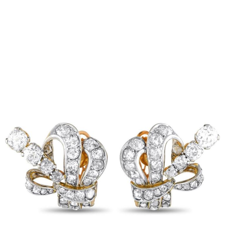 Platinum diamond clip-on earrings