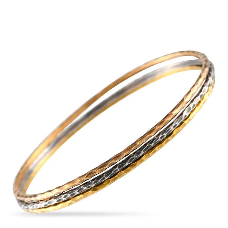 18k tricolor gold bangle set