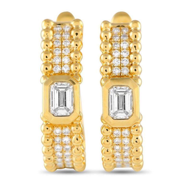 18k yellow gold diamond huggie earrings