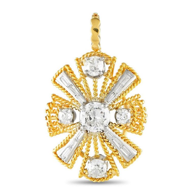18k yellow gold diamond Maltese cross pendant
