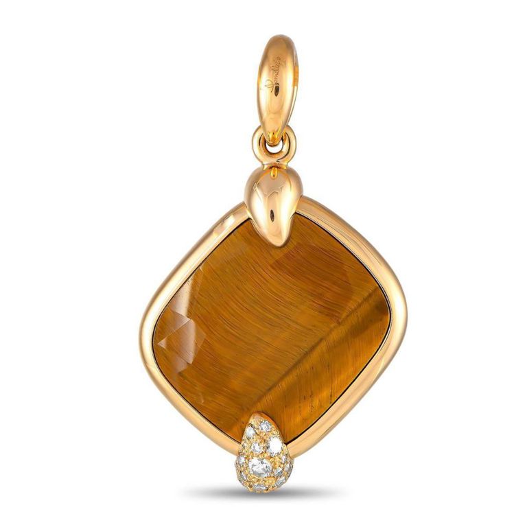 18k rose gold tiger's eye pendant