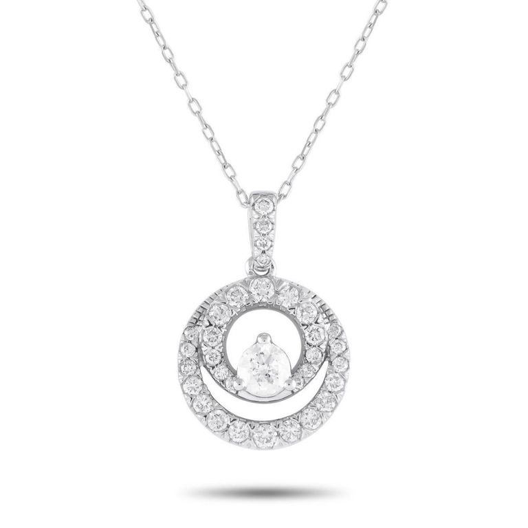 14k white gold diamond pendant necklace