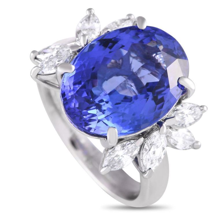Platinum diamond and tanzanite ring
