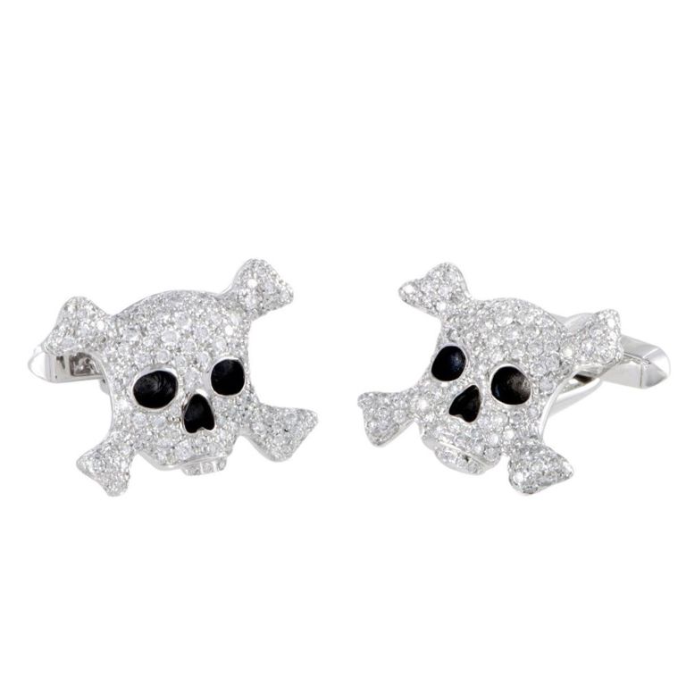 18k white gold diamond cufflinks