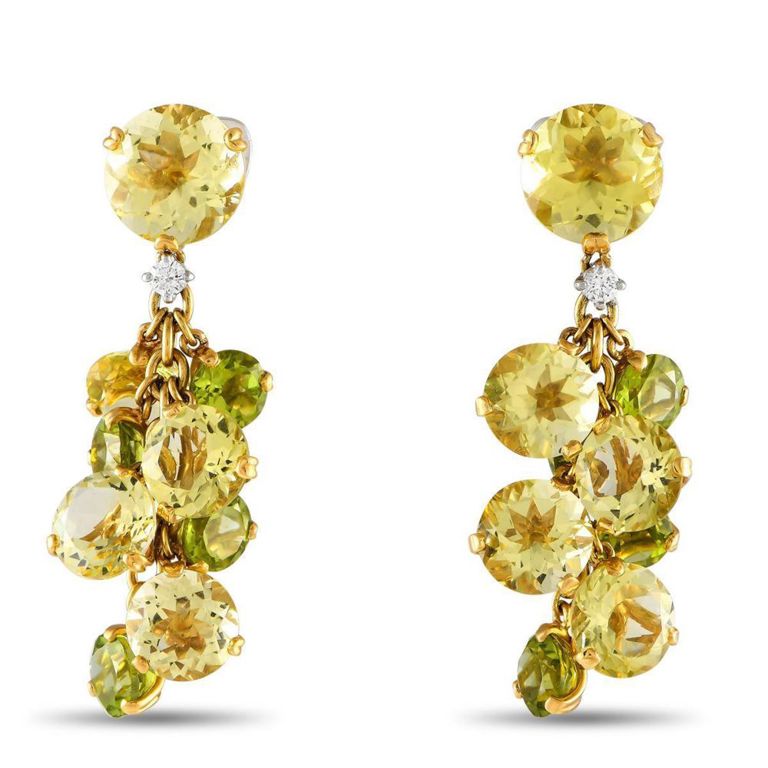 18k yellow gold diamond quartz earrings
