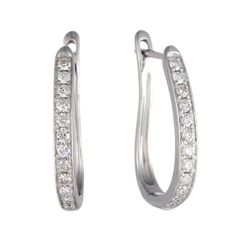 14k white gold diamond hoop earrings