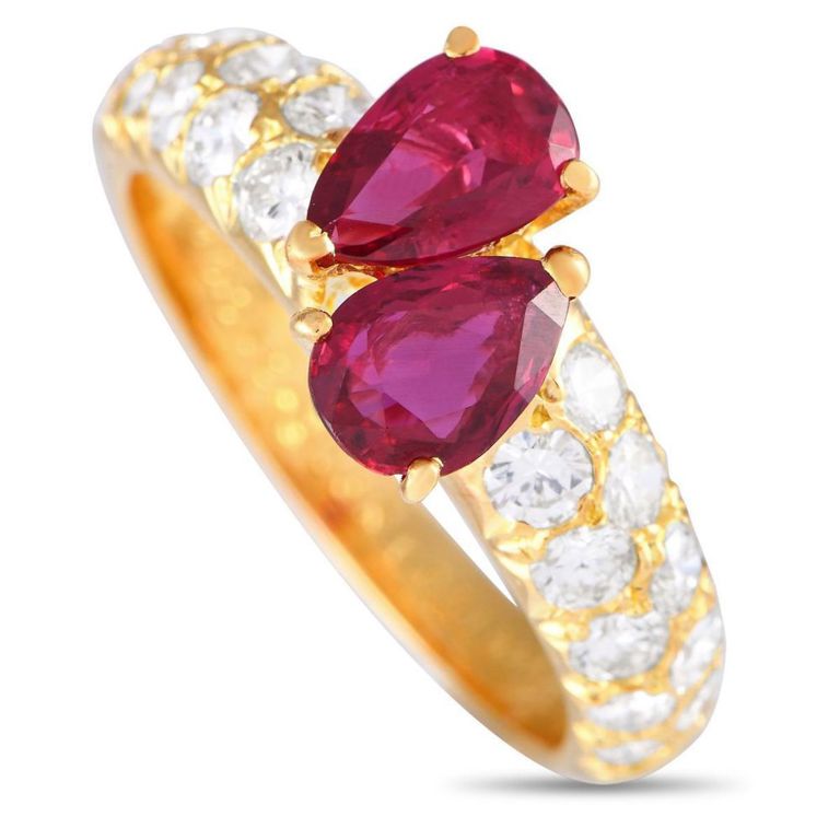18k yellow gold diamond ruby ring
