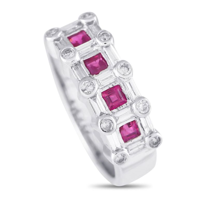 14k white gold diamond ruby ring