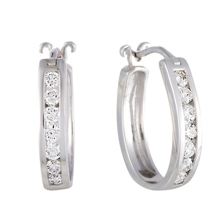 14k white gold diamond huggies earrings