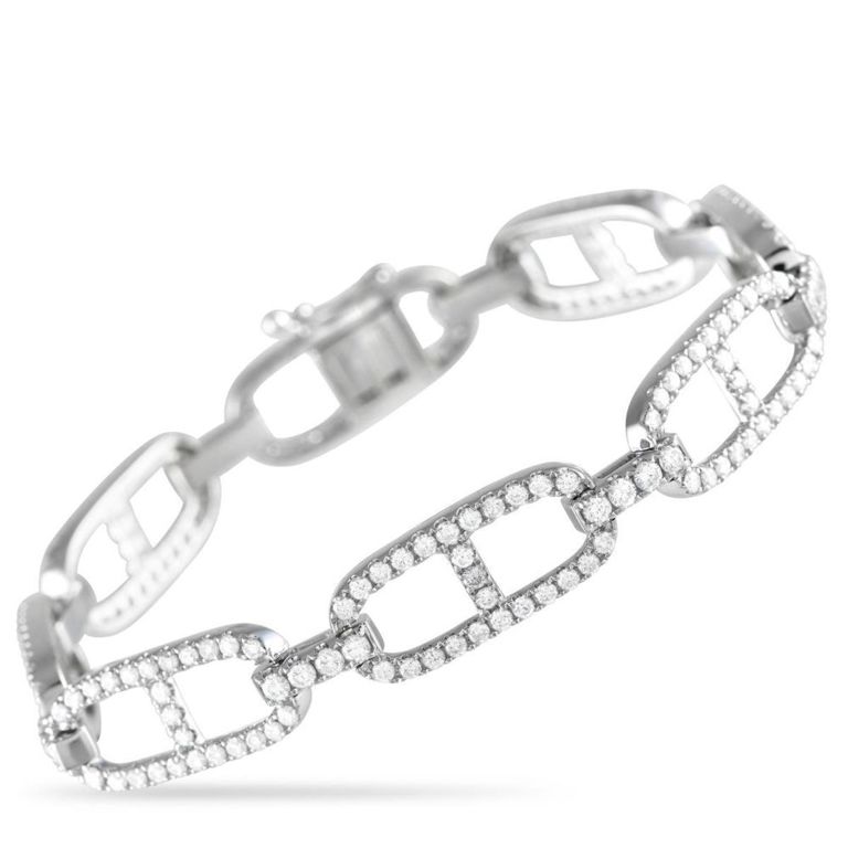 18k white gold link diamond bracelet