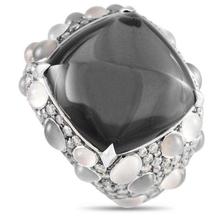 18k white gold gemstones ring