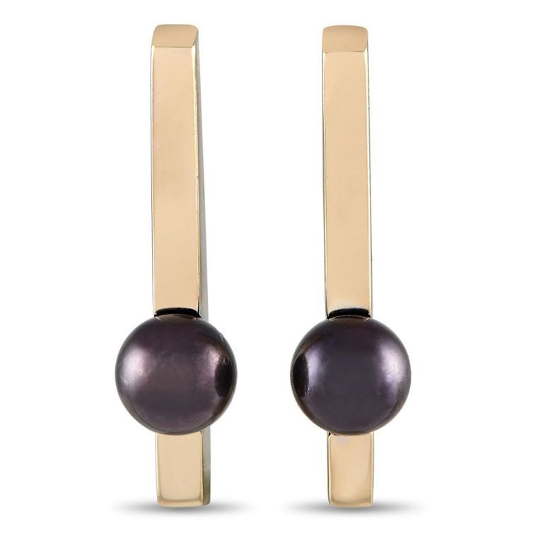 18k yellow gold diamond pearl earrings