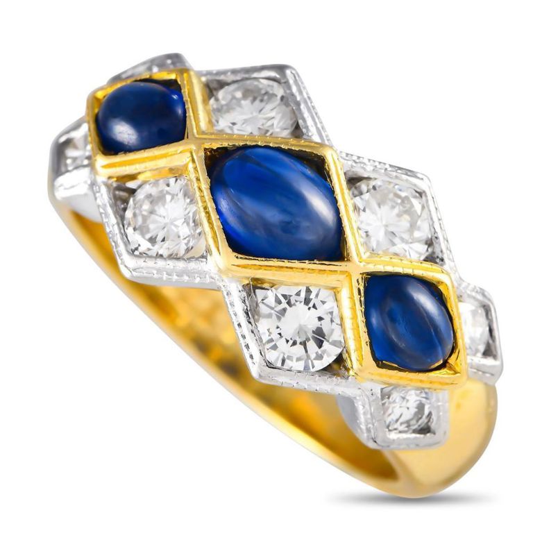 18k gold diamond sapphire ring