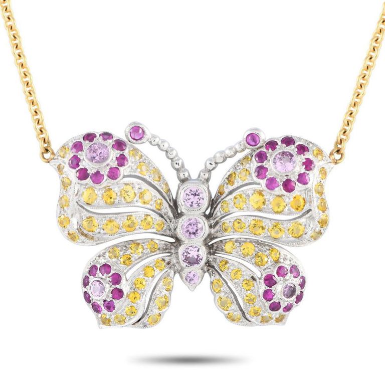 18k gold sapphire butterfly necklace