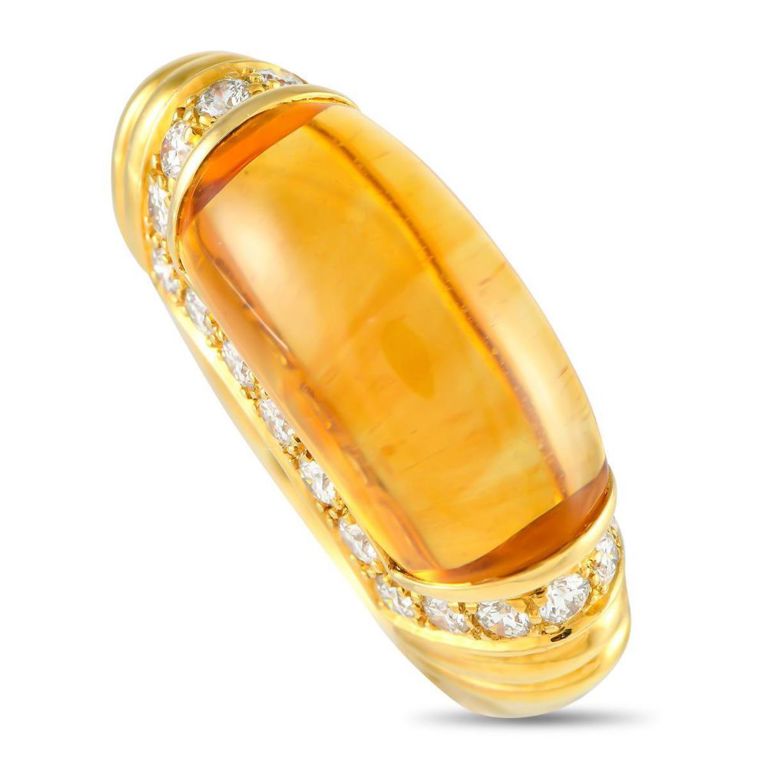 18k yellow gold diamond citrine ring