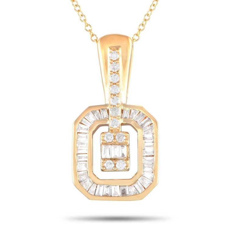 14k yellow gold diamond pendant necklace