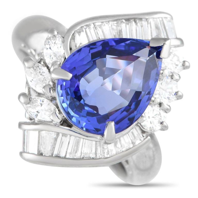 Platinum tanzanite diamond ring