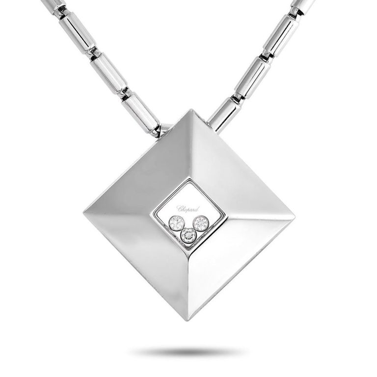 18k white gold diamond bar necklace