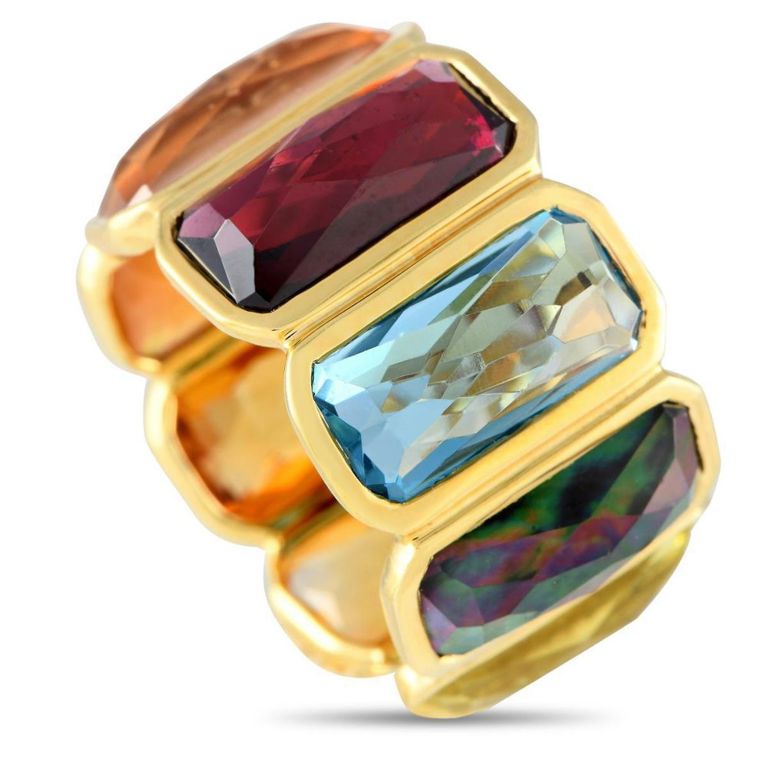 18k yellow gold multicolored gemstone ring