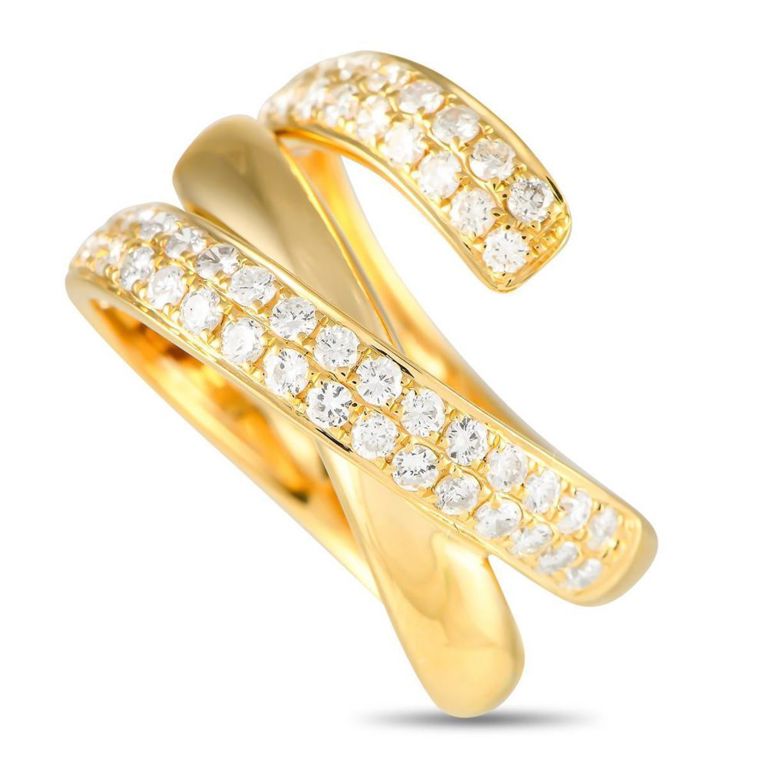 18k yellow gold diamond coil ring