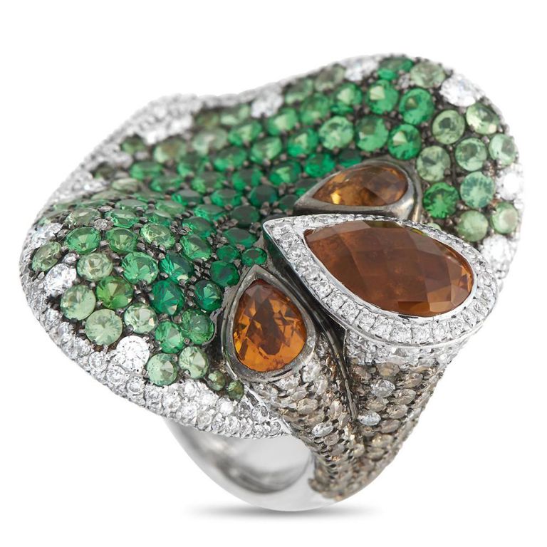 18k white gold gemstone ring