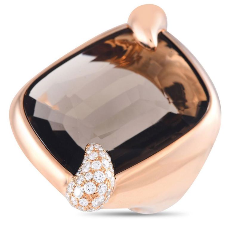 18k rose gold diamond quartz ring