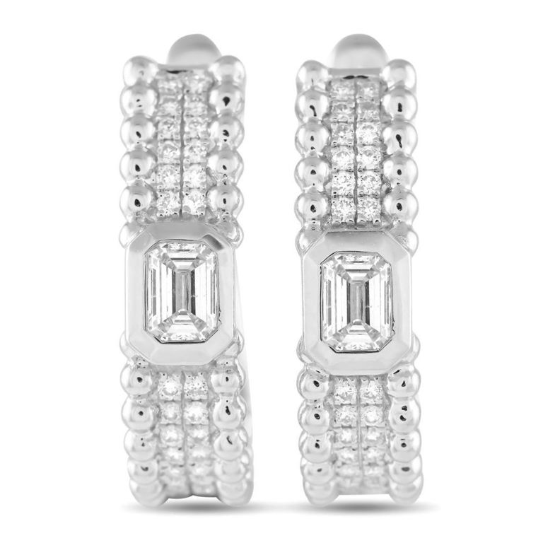 18k white gold hoop diamond earrings