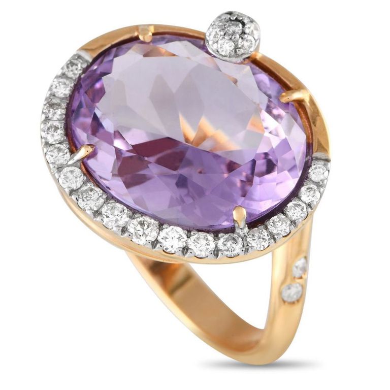 18k yellow gold diamond amethyst ring