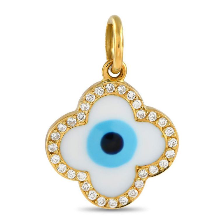 18k yellow gold diamond evil eye charm