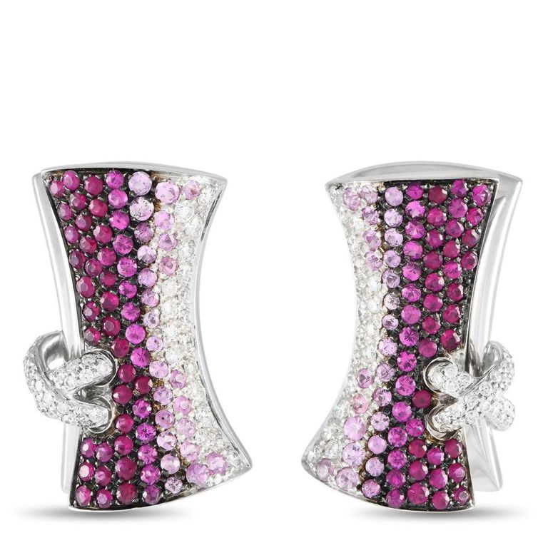 18k white gold diamond sapphire earrings