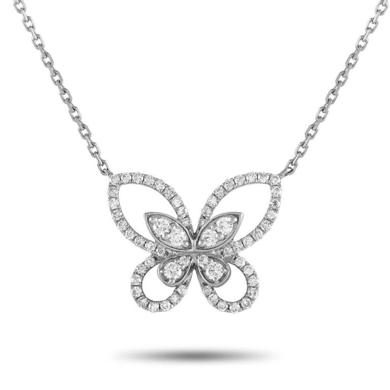 18k white gold diamond butterfly necklace