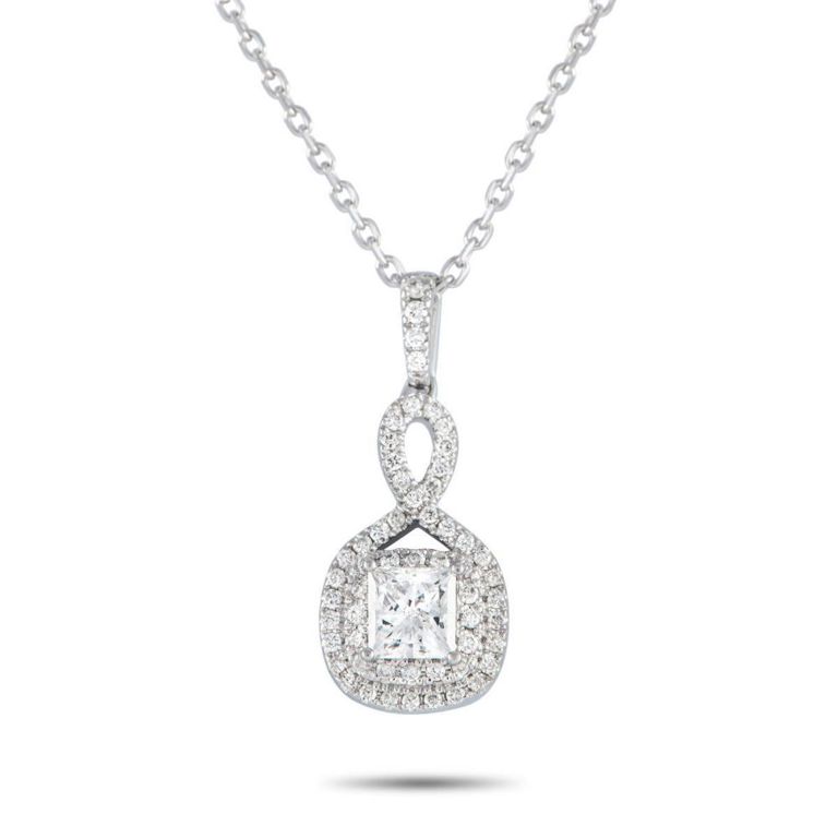 14k white gold diamond pendant necklace