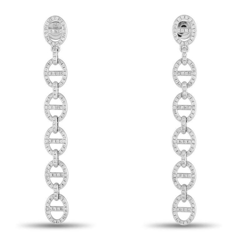 18k white gold diamond dangle earrings
