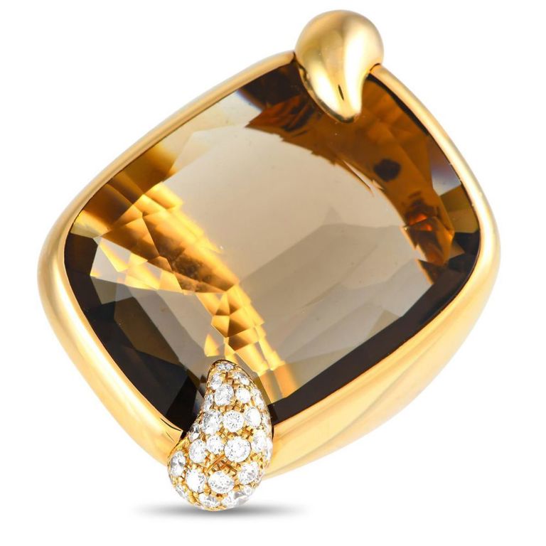 18k yellow gold smoky quartz ring