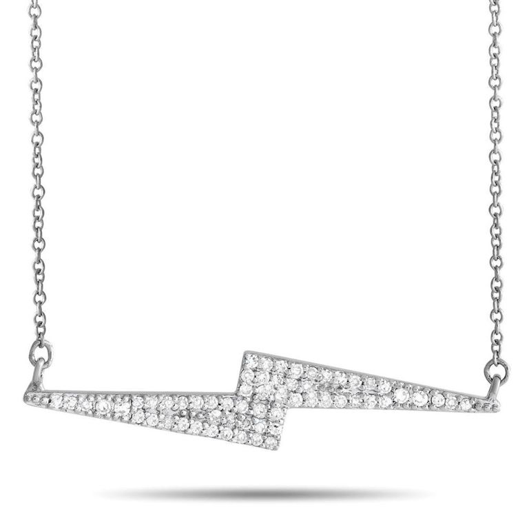 14k white gold lightning necklace
