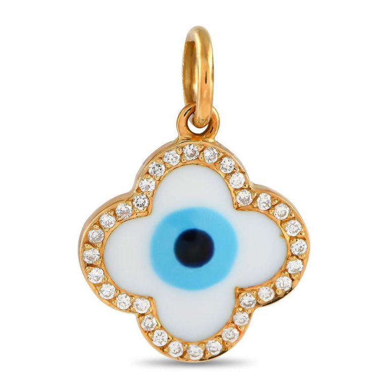 18k rose gold diamond and enamel charm