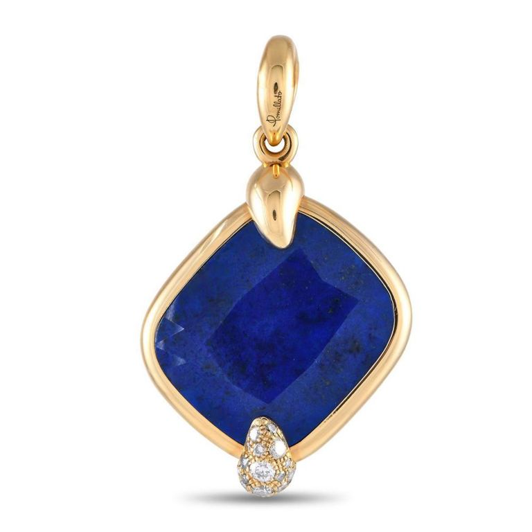 18k rose gold diamond and lapis pendant