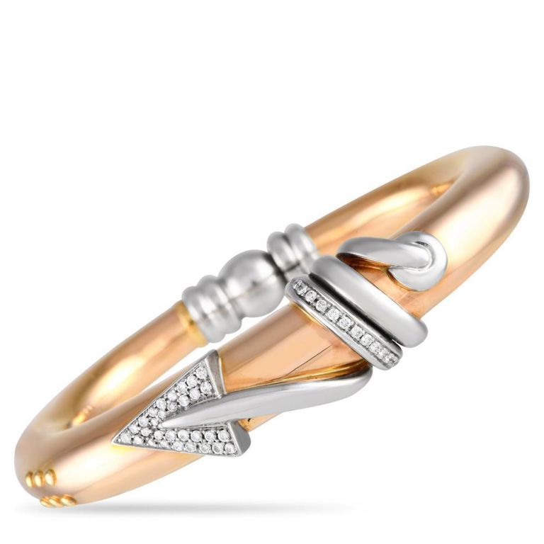 18k white and yellow gold diamond bangle bracelet
